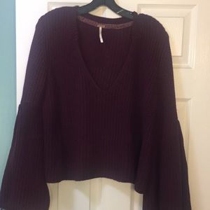 Free People Sweater - Burgundy Bell Sleeves